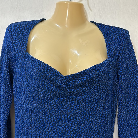 BETSEY JOHNSON WOMEN  MIDI LENGTH DRESS NAVY  LONG SLEEVE FRONT SLIT Sz SMALL - Picture 5 of 15